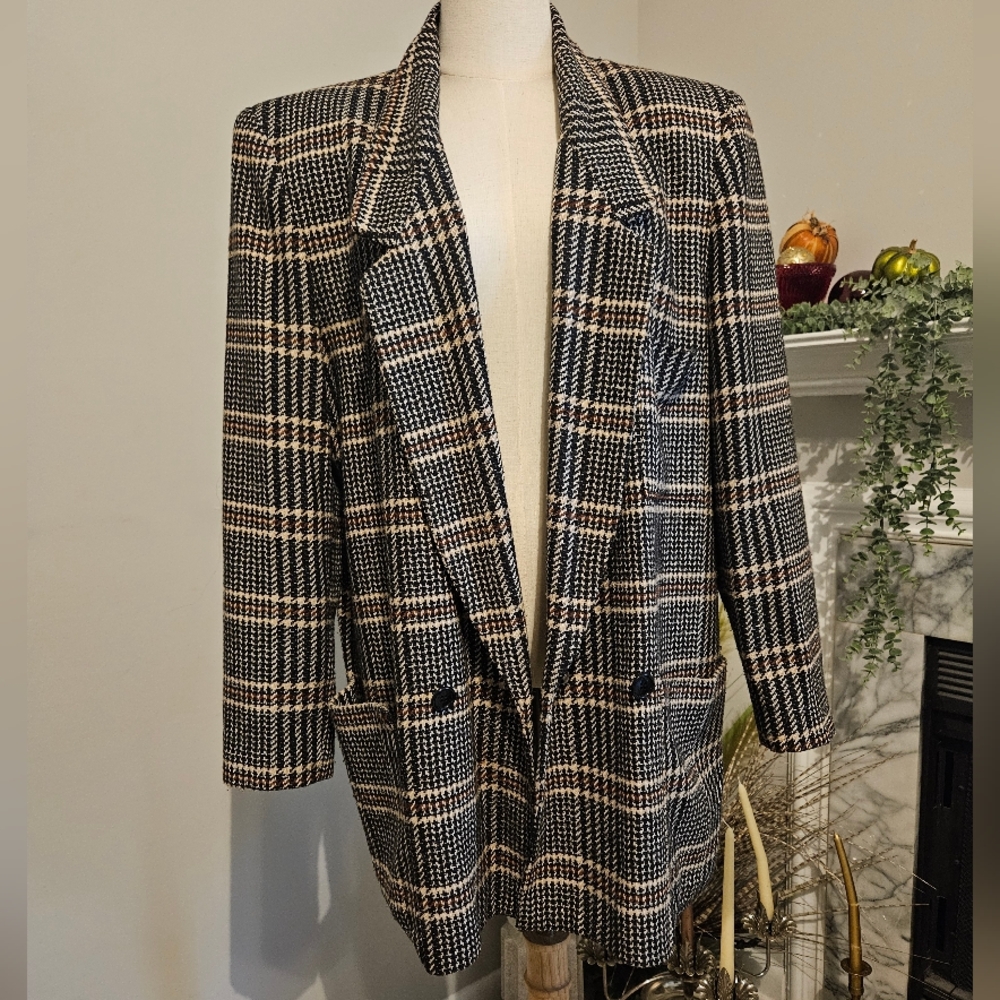 Vintage Double breasted plaid winter blazer